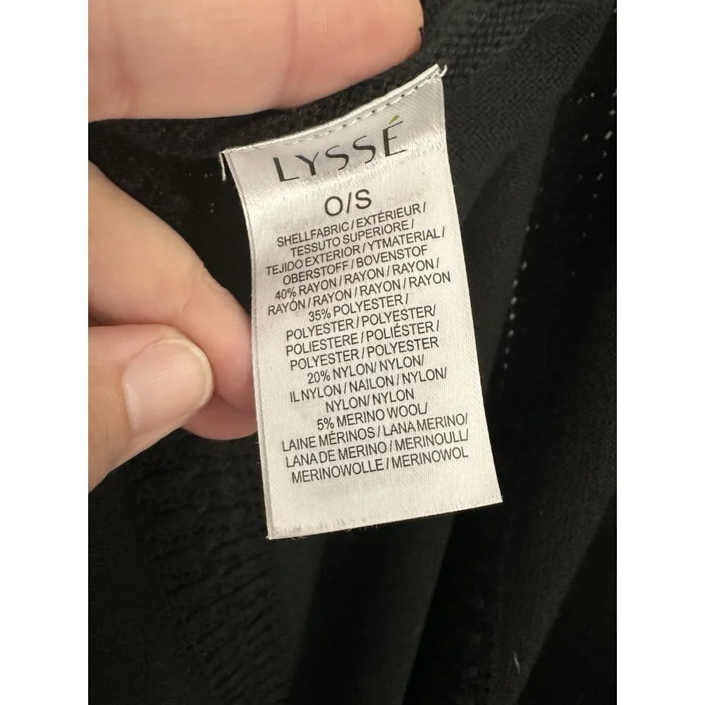 Lysse Sweater Poncho OS Black 5% Merino Wool Loose Tight‎ Knit Open Lagenlook